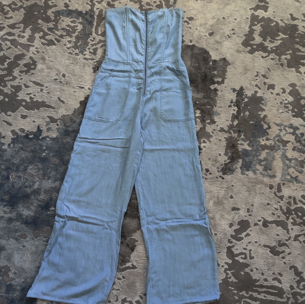 Rachel Roy strapless denim jumpsuit